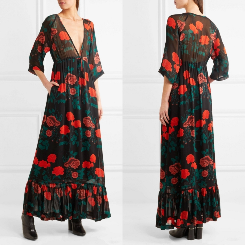 Ganni Georgette Maxi Newman Floral Euro 36 US 4